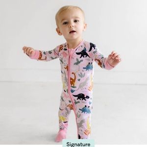 Pink Jurassic jungle little sleepies pajamas size 3-6 months